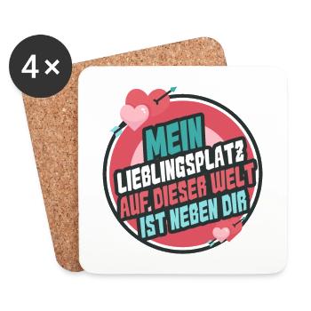 Mein Lieblingsplatz auf dieser Welt Valentinstag - Untersetzer (4er-Set) - Weiß - Vorne