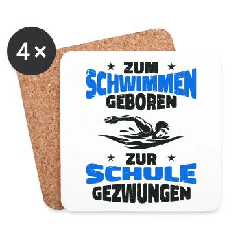 Zum Schwimmen geboren zur Schule gezwungen - Untersetzer (4er-Set) - Weiß - Vorne