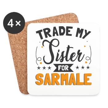 Échangez ma sœur contre Sarmale - Dessous de verre (lot de 4) - blanc - Devant