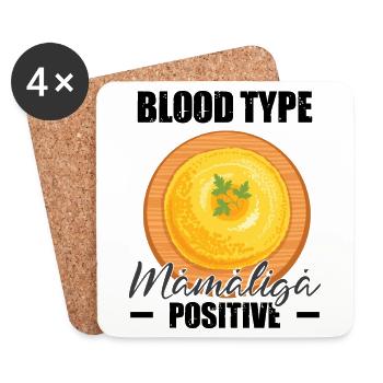 Blood Type Mamaliga Romanian Food - Coasters (set of 4) - white - Front