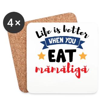 Eat Mamaliga - Coasters (set of 4) - white - Front