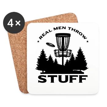 Funny Frisbee Men Disc Golf - Coasters (set of 4) - white - Front