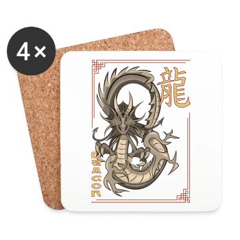 Drache Drago wyvern dragon Japan Geschenk - Untersetzer (4er-Set) - Weiß - Vorne