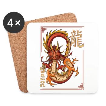 Drache Drago wyvern dragon Japan Geschenk - Untersetzer (4er-Set) - Weiß - Vorne