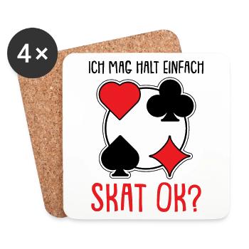 Ich mag halt einfach - Skat ok? - Untersetzer (4er-Set) - Weiß - Vorne