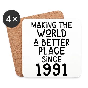 Making the World a better place since 1991 - Untersetzer (4er-Set) - Weiß - Vorne
