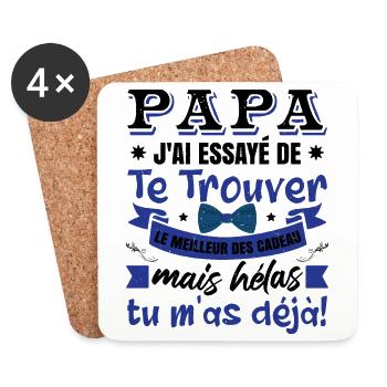 Papa Cadeau Fête Des Pères - Dessous de verre (lot de 4) - blanc - Devant