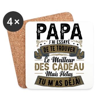 Papa Cadeau Fille Humour - Dessous de verre (lot de 4) - blanc - Devant
