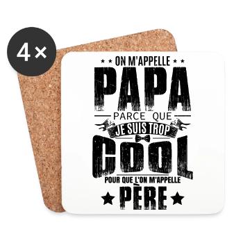 Papa Cadeau Père - Dessous de verre (lot de 4) - blanc - Devant