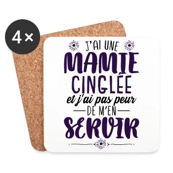 Mamie Petite Fille Cadeau - Dessous de verre (lot de 4) - blanc - Devant