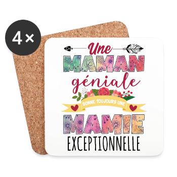 Une Maman Génial Donne Une Mamie Exceptionnelle - Dessous de verre (lot de 4) - blanc - Devant