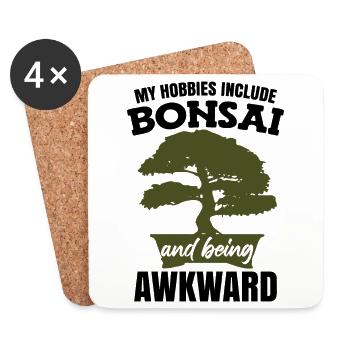 Mes passe-temps incluent Bonsaï - Dessous de verre (lot de 4) - blanc - Devant
