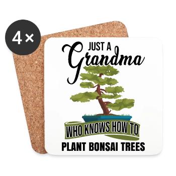 Grandma Bonsai Tree Gardening - Coasters (set of 4) - white - Front