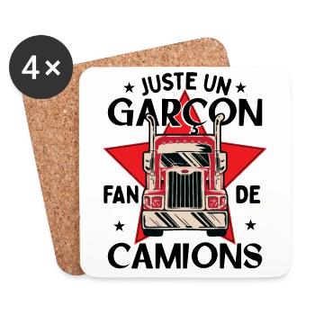 Enfant Camion - Dessous de verre (lot de 4) - blanc - Devant