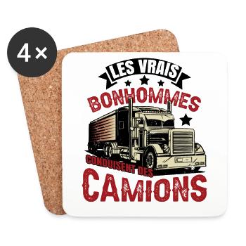 Hommes Conduisent Des Camions - Dessous de verre (lot de 4) - blanc - Devant