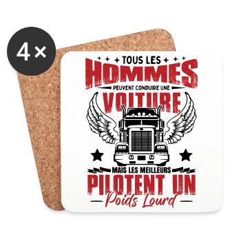 Drole Camion Chauffeur Poids Lourd Routier - Dessous de verre (lot de 4) - blanc - Devant