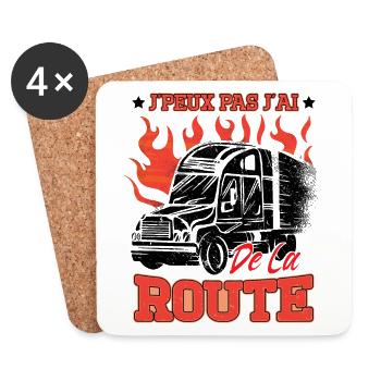Camionneur Poids Lourd Routier - Dessous de verre (lot de 4) - blanc - Devant