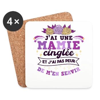 J'Ai Une Mamie Cinglée - Dessous de verre (lot de 4) - blanc - Devant