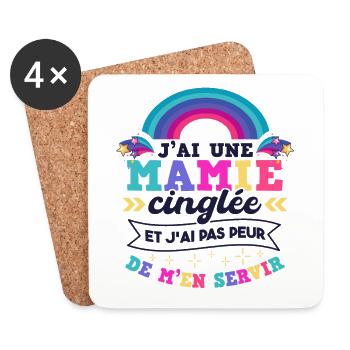 Mamie Petie Fille Anniversaire Humour Cadeau - Dessous de verre (lot de 4) - blanc - Devant