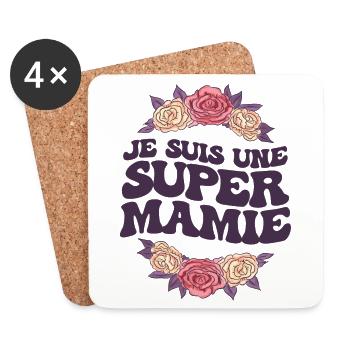 Anniversaire Mamie Grand-Mère - Dessous de verre (lot de 4) - blanc - Devant