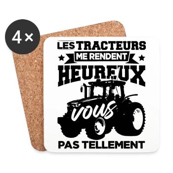 Conducteur Agriculteur Tracteur Fermier Paysan - Dessous de verre (lot de 4) - blanc - Devant