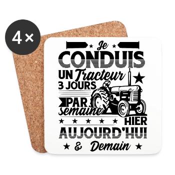 Cultivateur Tractoriste Tracteur Conducteur - Dessous de verre (lot de 4) - blanc - Devant