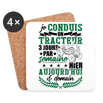 Tracteur Humor Fermier Paysan Culitvateur - Dessous de verre (lot de 4) - blanc - Devant