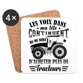 Cultivateur Tractoriste Tracteur Fermier - Dessous de verre (lot de 4) - blanc - Devant