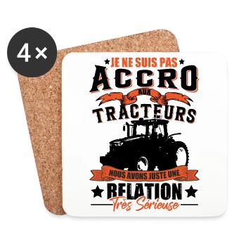 Conducteur Tracteur Fermier Tractoriste - Dessous de verre (lot de 4) - blanc - Devant