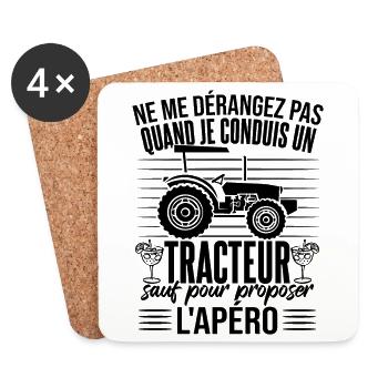 Tracteur Humour Paysan Fermier - Dessous de verre (lot de 4) - blanc - Devant