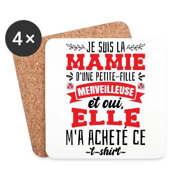 Mamie D'Une Petite-Fille Merveilleuse - Dessous de verre (lot de 4) - blanc - Devant