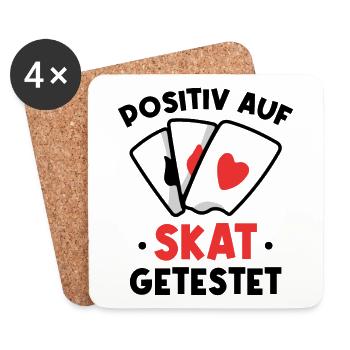 Positiv auf Skat getestet - Untersetzer (4er-Set) - Weiß - Vorne