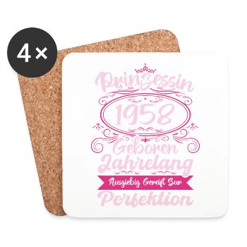 Prinzessin seit 1958 Geburtstag 1958 - Untersetzer (4er-Set) - Weiß - Vorne