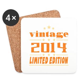 2014 Vintage Retro Birthday Bday Cadeau 2014 - Dessous de verre (lot de 4) - blanc - Devant