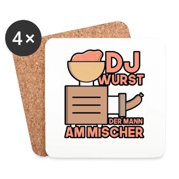 Dj wurst der mann am mischer Metzger - Untersetzer (4er-Set) - Weiß - Vorne