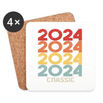 2024 Anniversaire dans le style vintage classique 2024 - Dessous de verre (lot de 4) - blanc - Devant