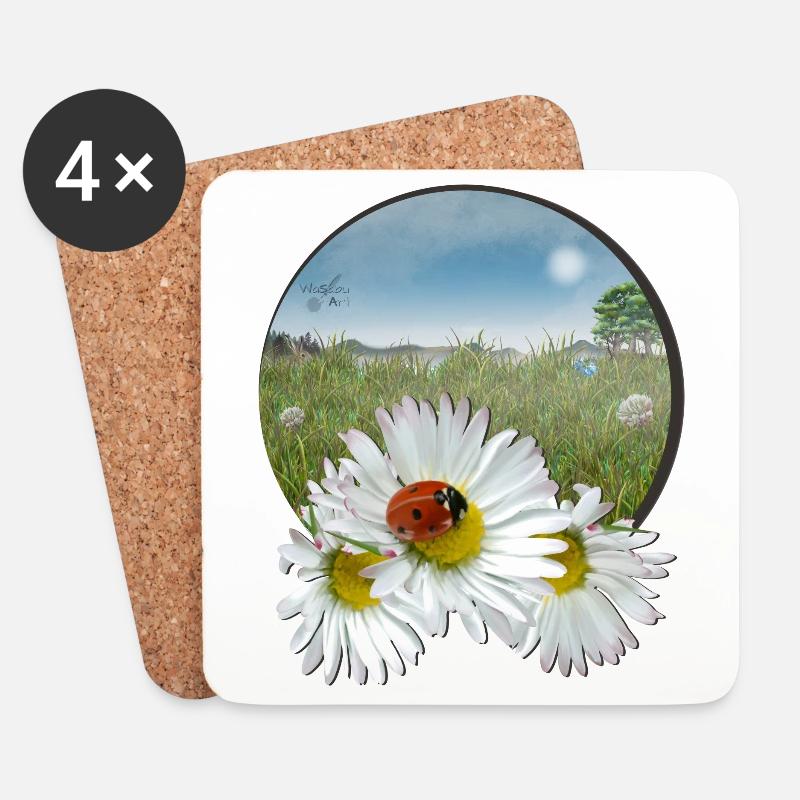 Sommerwiese - Untersetzer (4er-Set) - Weiß