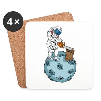 Astronaute Tronçonneuse Hommes Arboriculteur Bûcheron - Dessous de verre (lot de 4) - blanc - Devant