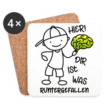 Hier Dir ist was runtergefallen - Gehirn - Untersetzer (4er-Set) - Weiß - Vorne