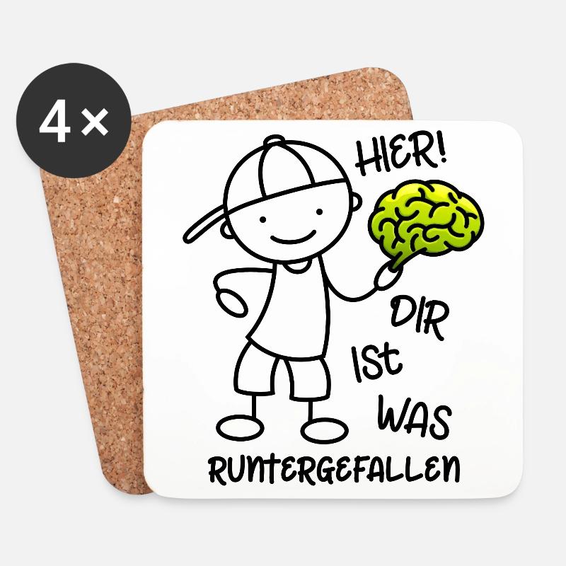 Hier Dir ist was runtergefallen - Gehirn - Untersetzer (4er-Set) - Weiß