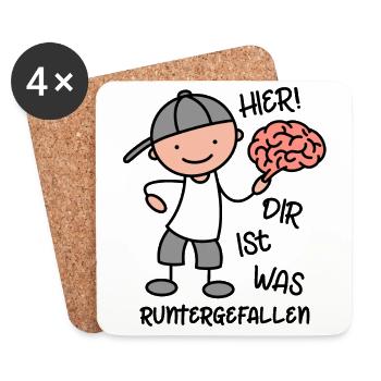 Lustiger Spruch Hier dir ist was runtergefallen - Untersetzer (4er-Set) - Weiß - Vorne