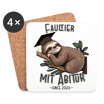 Faultier mit Abitur 2023 - Untersetzer (4er-Set) - Weiß - Vorne
