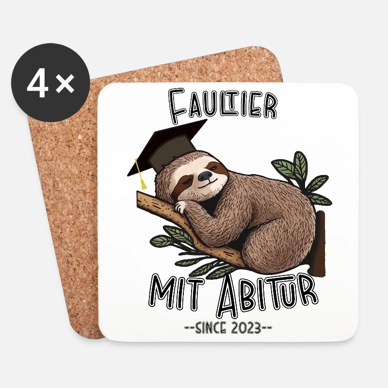 Faultier mit Abitur 2023 - Untersetzer (4er-Set) - Weiß