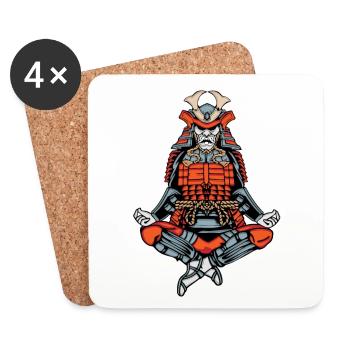 Samurai Krieger Geschenk Japan Yoga Meditation - Untersetzer (4er-Set) - Weiß - Vorne
