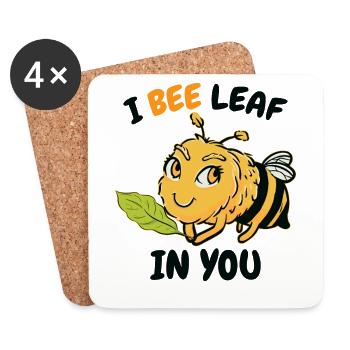 I Bee Leaf In You Cute Bumblebee - Dessous de verre (lot de 4) - blanc - Devant
