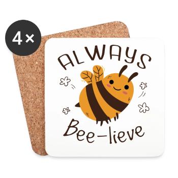 Niedliche Hummel - Untersetzer (4er-Set) - Weiß - Vorne