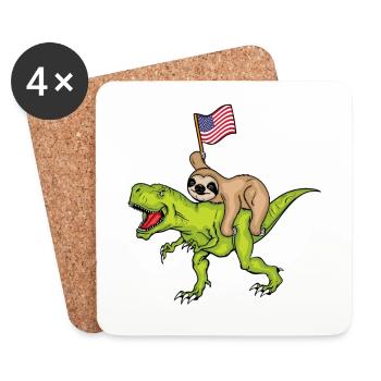 Dinosaurier Geschenk 4th Of July Faultier USA - Untersetzer (4er-Set) - Weiß - Vorne