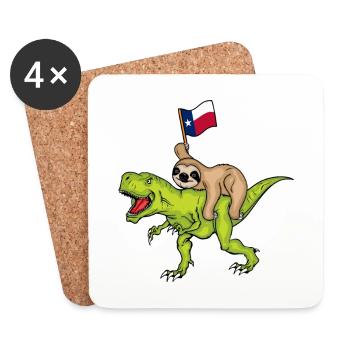 Dinosaurier Faultier Texas Flagge USA Texas - Untersetzer (4er-Set) - Weiß - Vorne