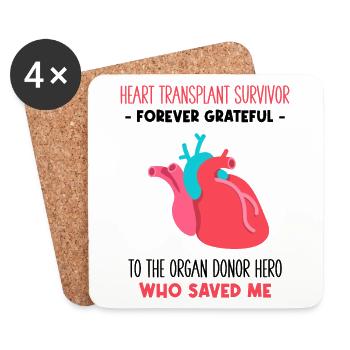 Heart Transplant Survivor Forever Grateful - Untersetzer (4er-Set) - Weiß - Vorne