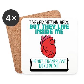 I never me my hero heart transplant recipent - Untersetzer (4er-Set) - Weiß - Vorne